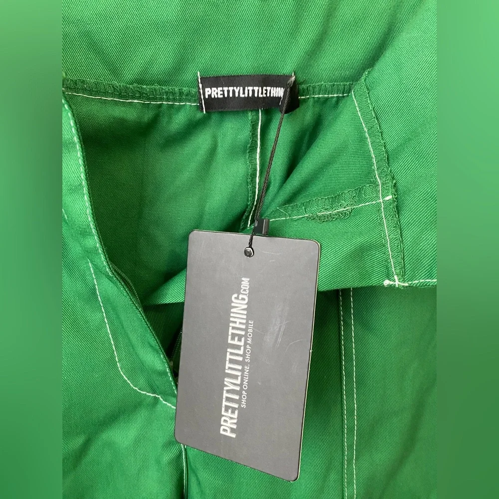 Pretty Little Thing - Bright Green Woven Straight Leg Cargo Pants (NWT) - Picture 3 of 6